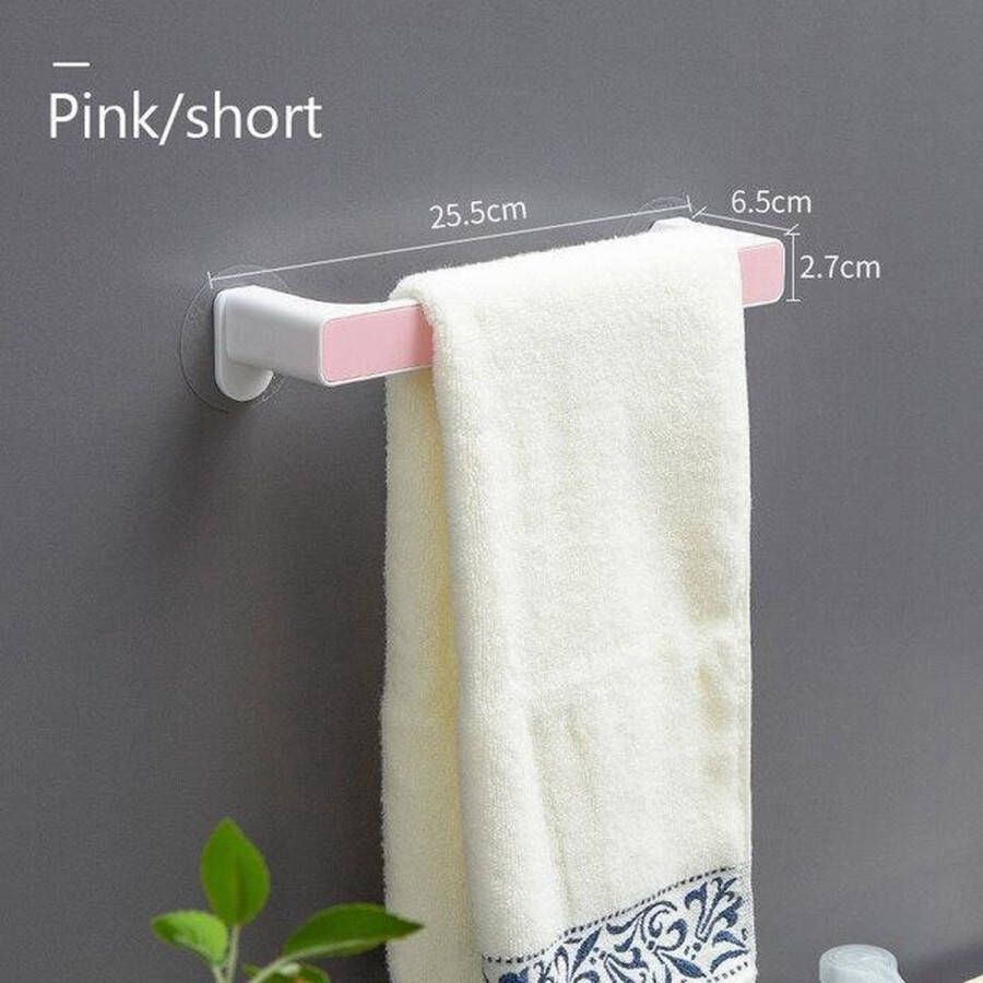 GoShops Zelfklevend Handdoekenrek Badkamer Roze 25 5cm breed Handdoekstang Handdoekhouder Badkamer
