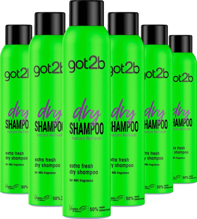 Got2B Fresh&Fabulous Droogshampoo Extra Fresh Haarverzorging Voordeelverpakking 6 x 200 ml