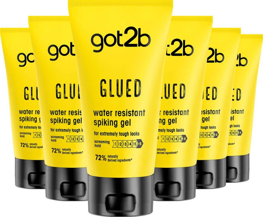 Got2B Glued Water Resistant Spiking Gel 150ml Haarstyling Voordeelverpakking 6 x 150 ml 6 Stuks