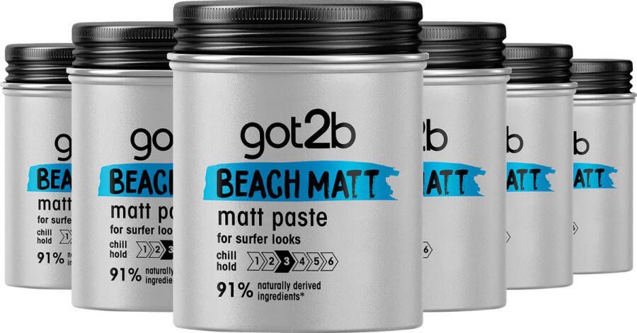 Got2B Men Beach Matt Paste Haarstyling Voordeelverpakking 6 x 100 ml