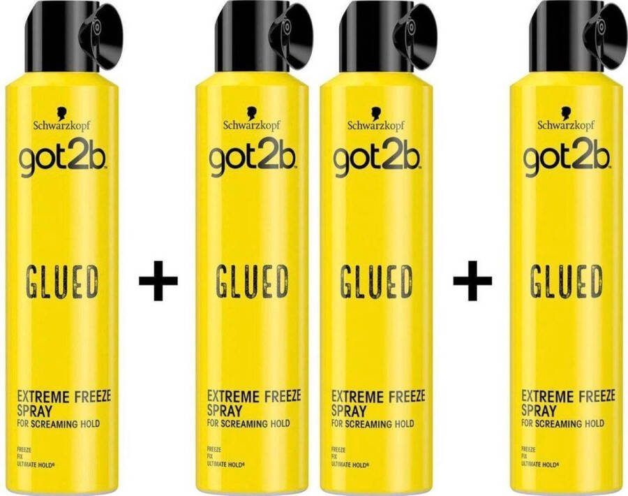Got2B Schwarzkopf Glued Extreme Freeze Haarspray Voordeelverpakking 4 x 300 ml