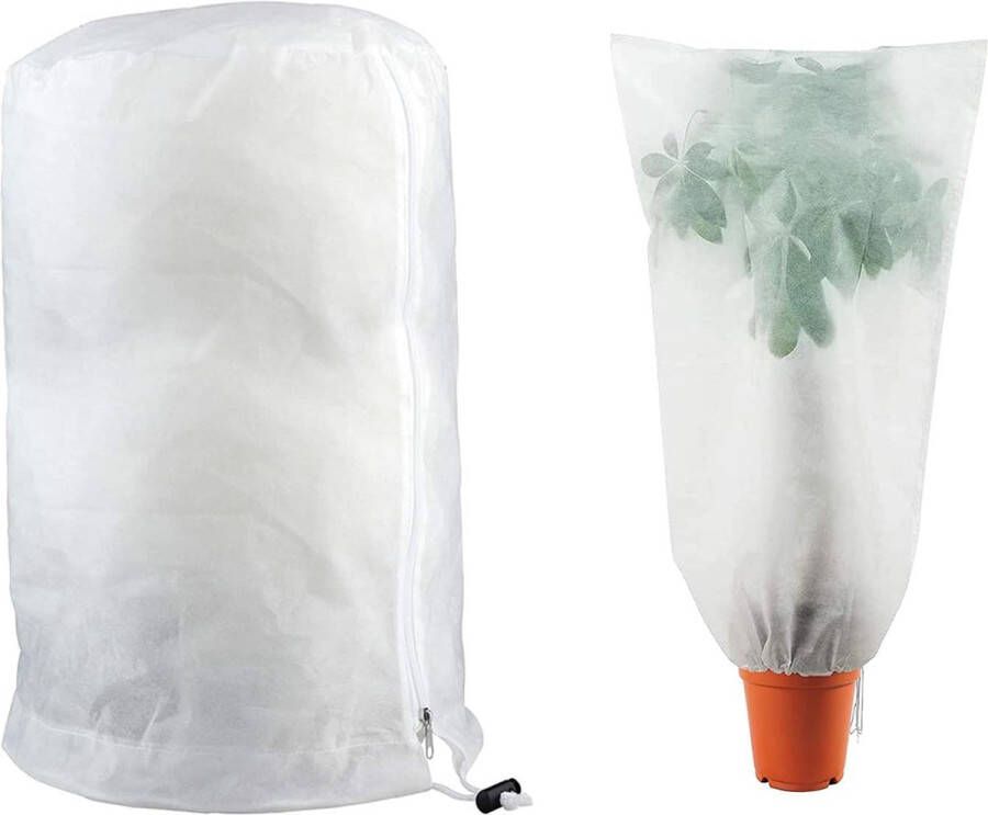 Gotrays 2 Stuks Winter Plant Frost Protection Cover 3D Ronde Tuin Plant Antivries Warming Bag Fleece Jacket met koord Non Woven Plant Frost Covers voor bloemen struiken bomen (140X200cm)-Wit