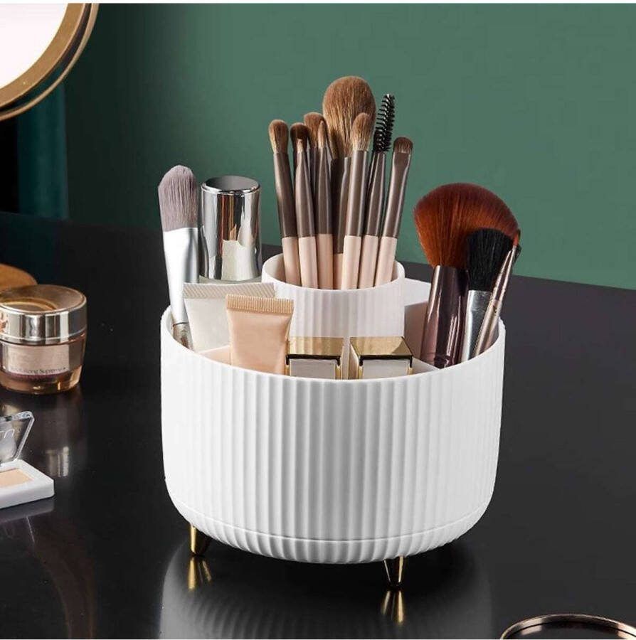 Gotrays Roterende Make-up Organisator Draaiende Make-up Standhouder 5 Slot Decoratieve Stationery Opbergdozen Cosmetica Organiser voor Borstels Lippenstiften Potloden Kam Tandenborstel voor Ijdelheid Slaapkamer Decor Badkamer Organizer