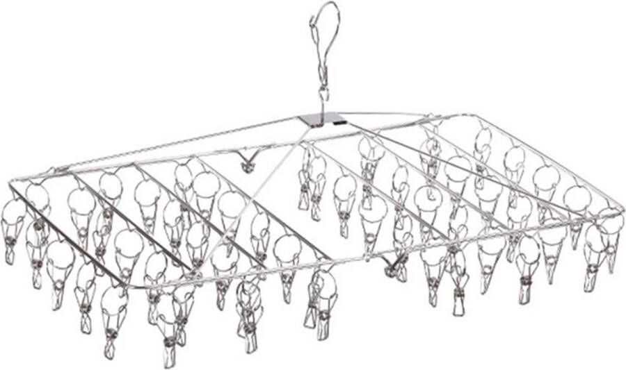 Gotrays Sokkenhanger voor waslijn wasrek opvouwbare sokkendroger 52 Clips Sokdroger Vouwen Roestvrij Staal Ruimtebesparend Droogrek voor Sok ondergoed stoffen luiers beha's handdoeken