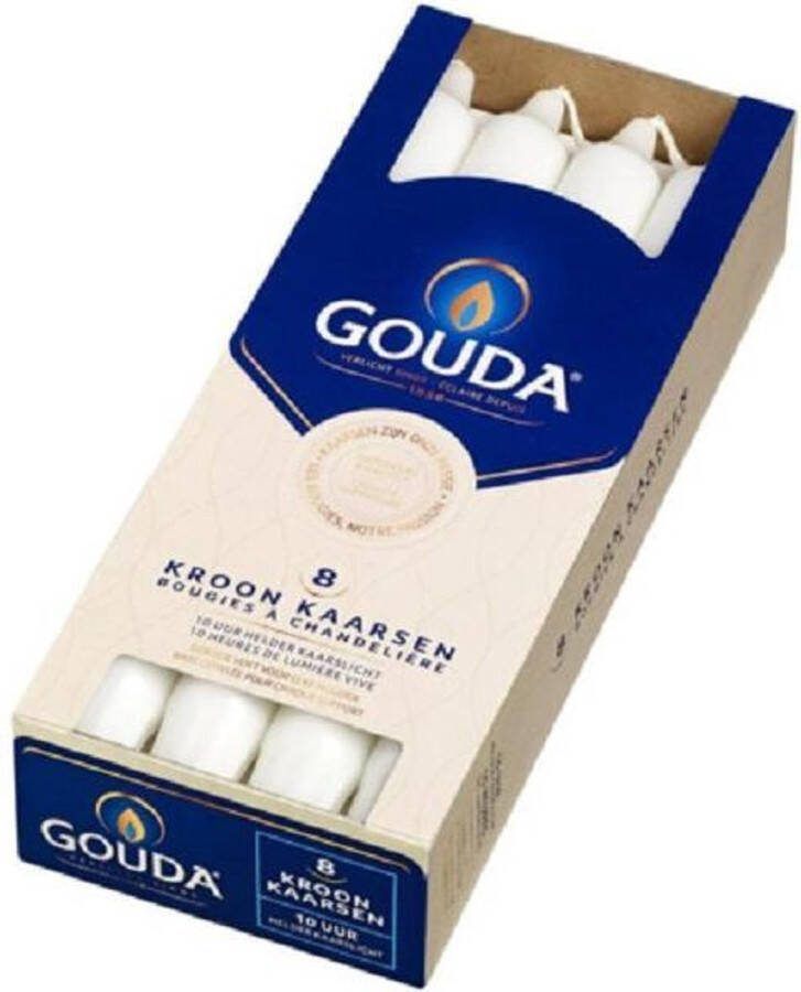 Gouda Dinerkaars Kroonkaarsen 240 24 doos 8 wit (per 4 stuks)