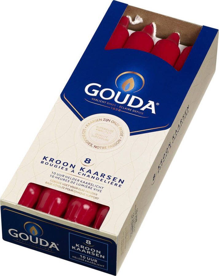 Gouda Dinerkaarsen Robijnrood 24 cm 8 Stuks