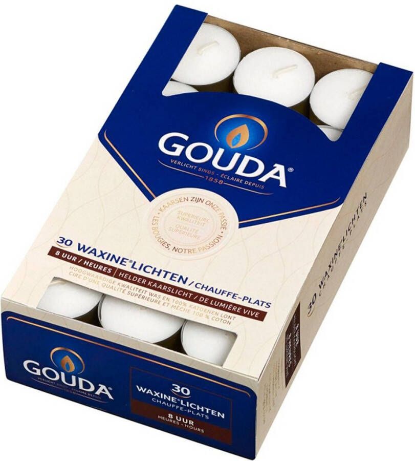 Gouda Theelichten 8 Uur 30 Stuks Wit waxinelichten