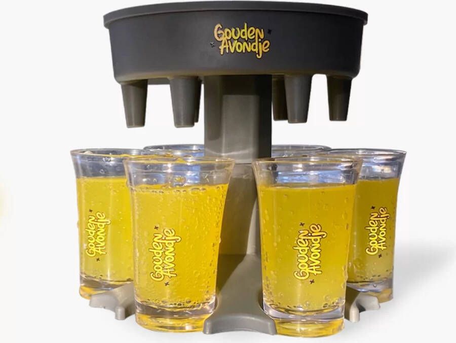 Gouden-Avondje Shot dispenser Shot fontein inclusief 6 shotglaasjes