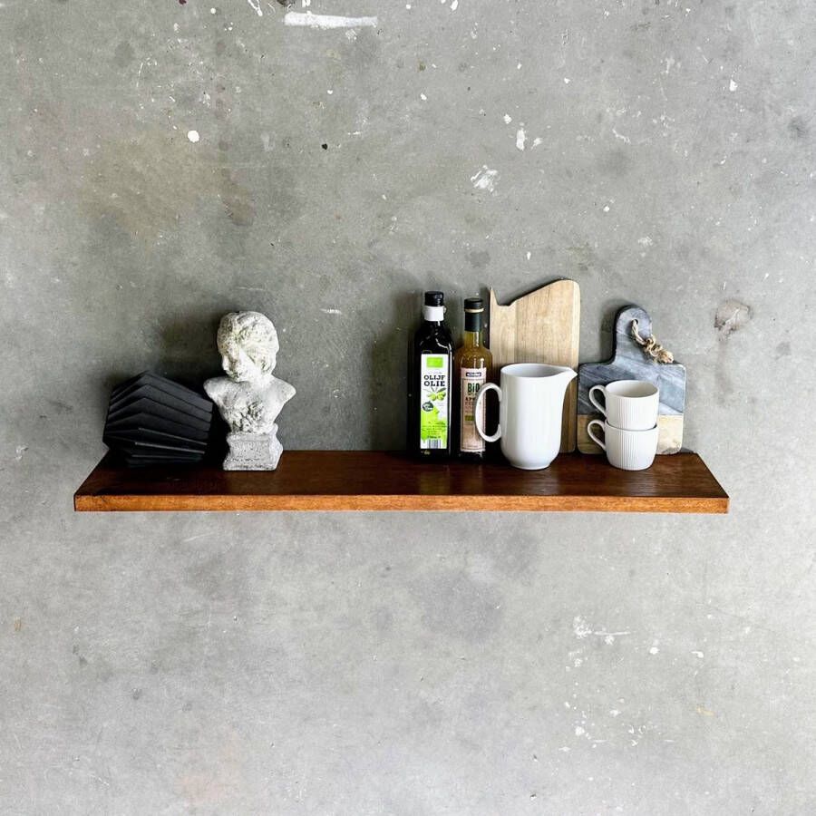 GoudmetHout Zwevende wandplank Blinde montage eiken 100 x 30 cm donker eiken zwevende boekenplank Incl. bevestiging