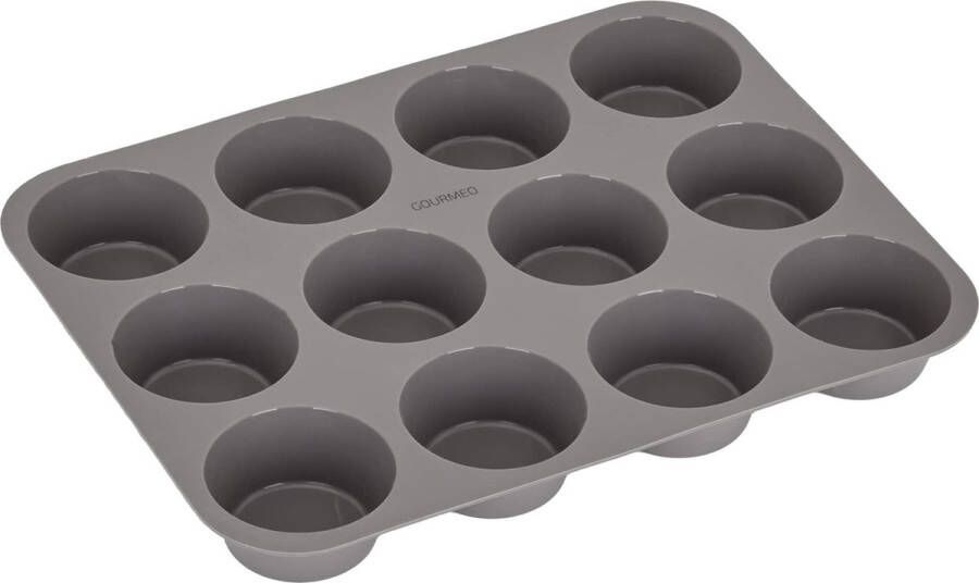 GOURMEO 12 Siliconen Cupcakevormen Muffintrays met Antiaanbaklaag voor Bakken Bak met Diepe Muffin Bakplaat