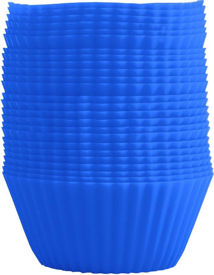GOURMEO 25 muffinvormpjes in blauw herbruikbaar hoogwaardig silicone milieuvriendelijk BPA-vrij cupcakevormpjes bakvormen cupcake-muffinvorm