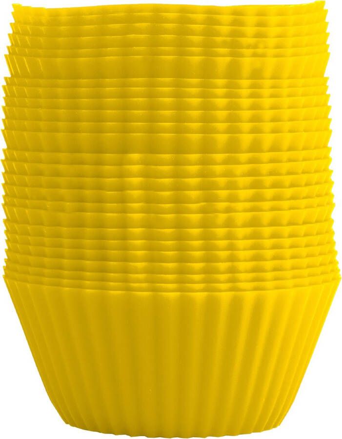 GOURMEO 25 muffinvormpjes in geel herbruikbaar hoogwaardig silicone milieuvriendelijk BPA-vrij cupcakevormpjes bakvormen cupcake-muffinvorm