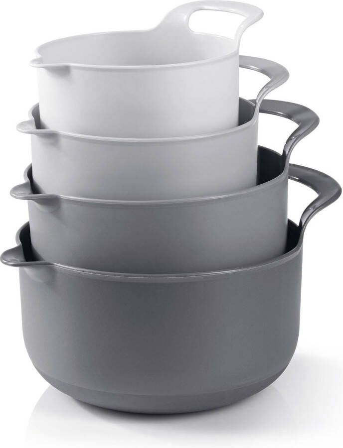 Gourmetmaxx 4-delige kommenset met handvat & schenktuit stapelbaar & antislip