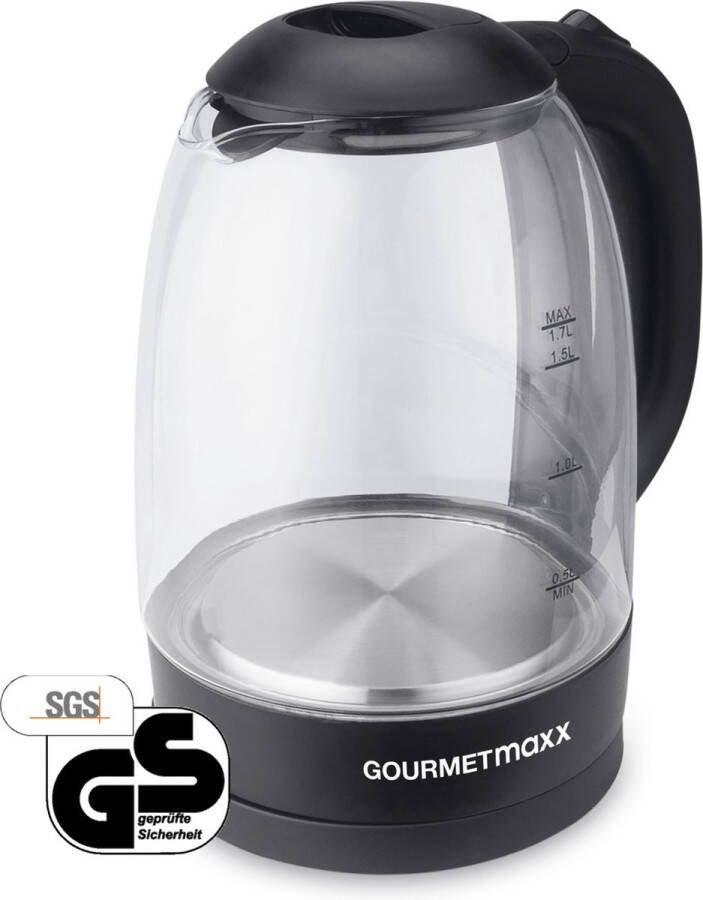 Gourmetmaxx glazen waterkoker 1 7 l zwart