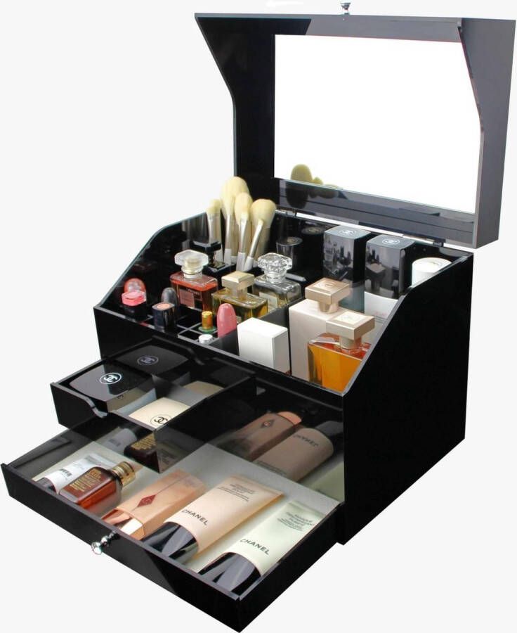Goux.nl Make up organizer Luna Beauty Box Cosmetica Organizer| opbergdoos Make-up organizer Beautybox Vitrine boxje Glazen box |Makeup organizer |Beauty organizer Makeupbox |Cosmetica| Storage box |Make-uporganizer Parfumbox Parfumorganizer