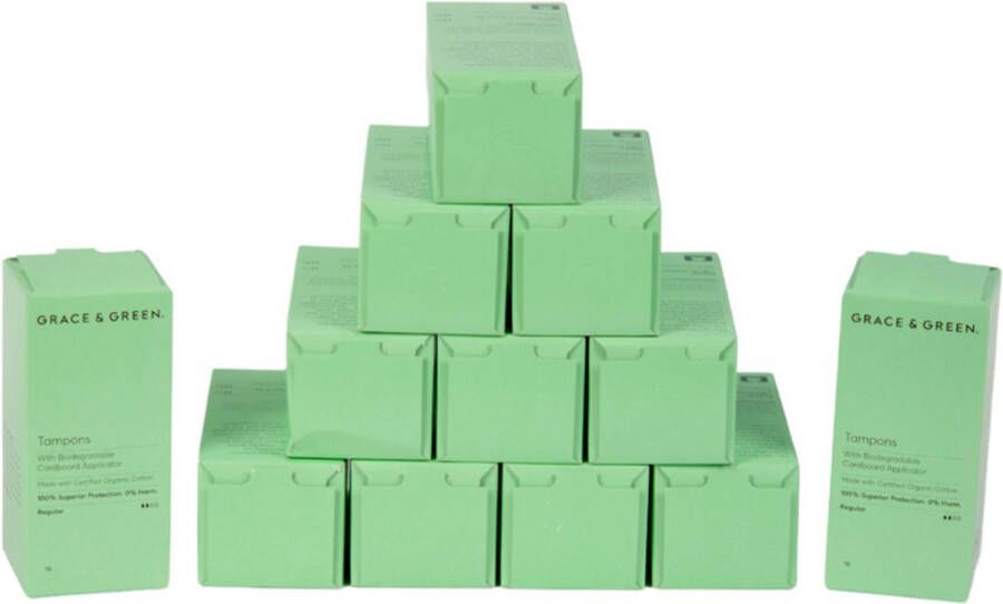 Grace and Green Voordeelverpakking Tampons normaal organisch katoen + applicator 12x16 stuks