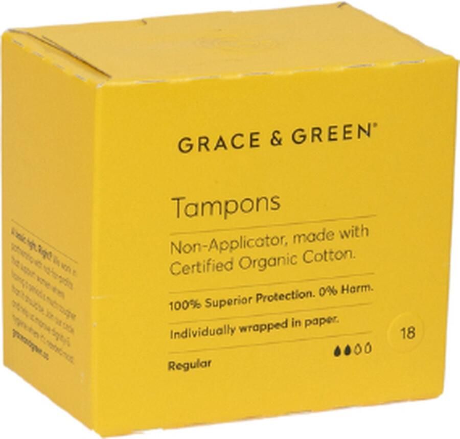 Grace & Green Grace Green Tampons normaal organisch katoen 18 stuks