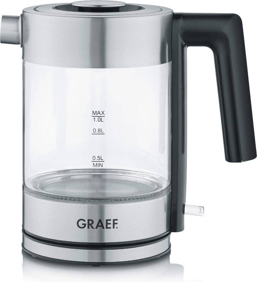 Graef WK300 waterkoker 1 l 2000 W Zwart Roestvrijstaal Transparant