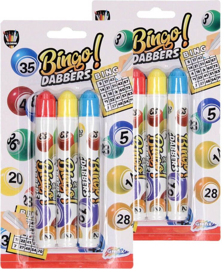 Grafix 12x Bingo stiften markers Blauw Geel Rood Bingo Dabbers