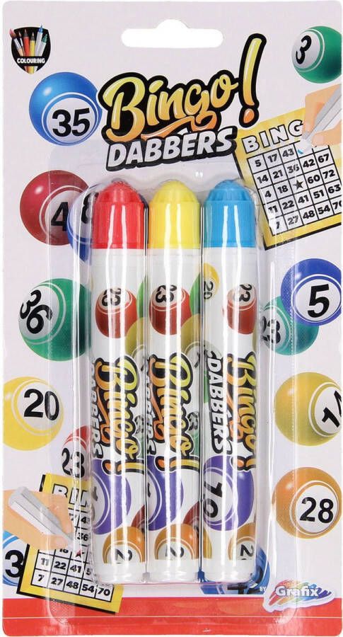 Shoppartners 3x Bingo stiften markers blauw geel rood Actiespellen