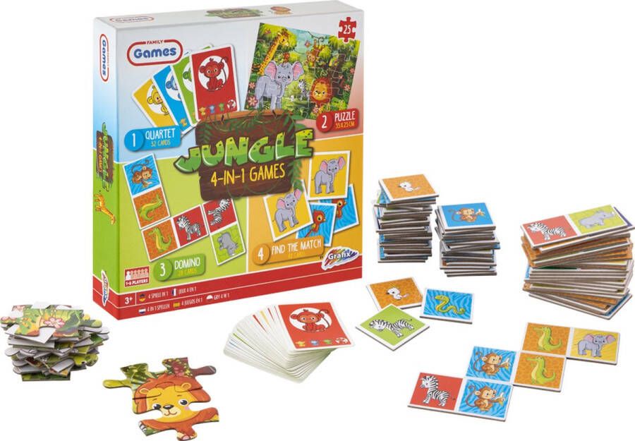Grafix 4-in-1 Kaartspellen voor Kinderen | Thema Unicorn | Kwartet Memory Domino Puzzel | denkspel | Spellen voor meisjes | Geschikt voor kinderen vanaf 5 jaar
