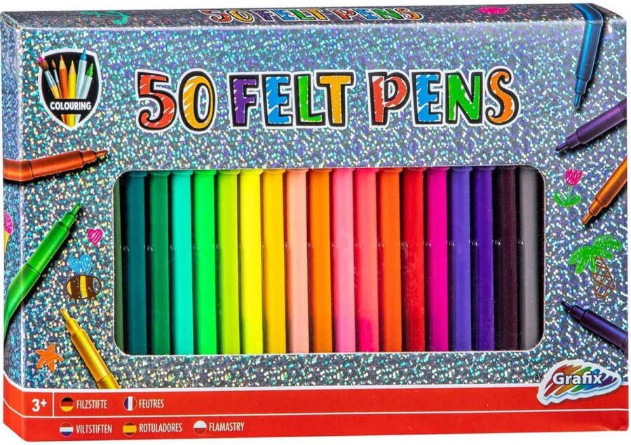 Grafix 50 stiften | Kleuren voor kinderen | Viltstiften voor kinderen | Stiften kinderen | Creatief voor kinderen | Tekenen | Speelgoed kinderen vanaf 3 jaar