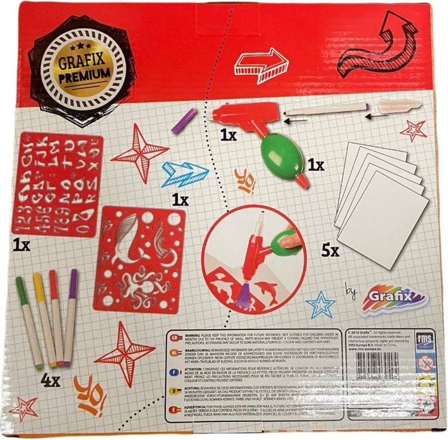 Grafix Air Brush Fun Speelgoed kinderen jongens meisjes Knutselen Hobby Tekenen
