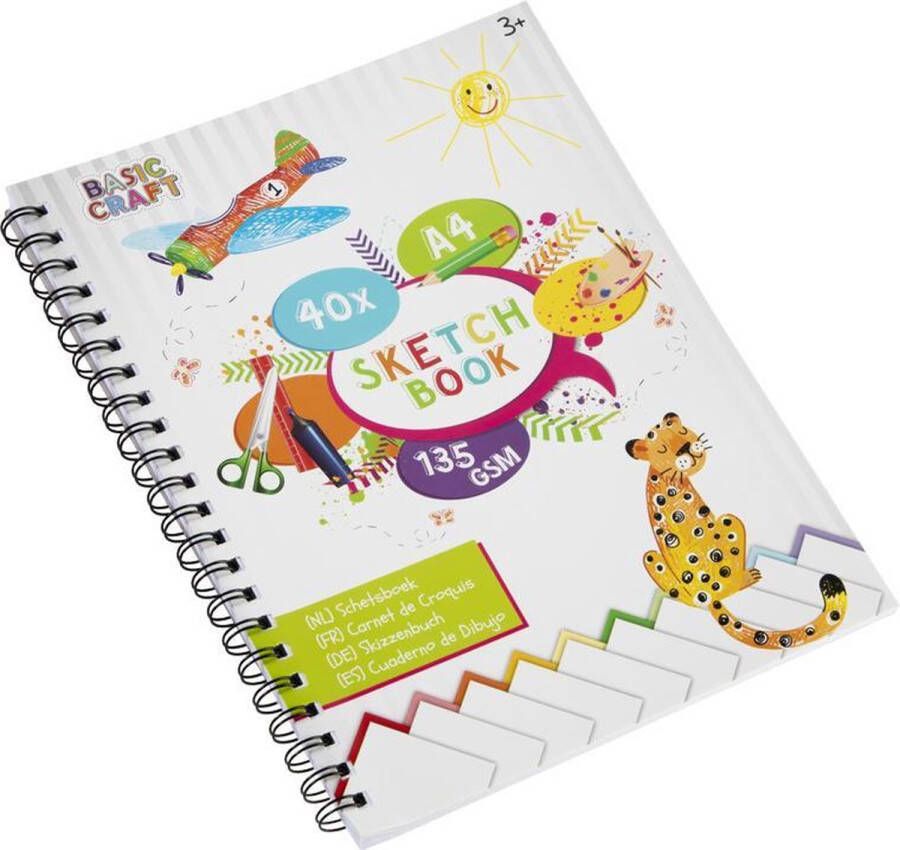 Craft Sensations A4 Schetsboek met Ringband 135 grams 40 Bladen Schetsen- en kleuren voor kinderen en volwassenen