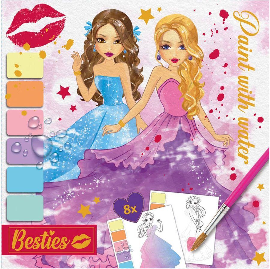 Grafix Besties Verven met water 20x20cm 8 vel met penseel