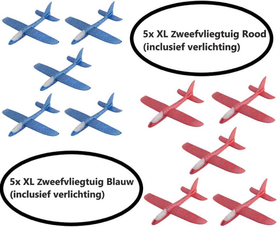 Grafix Combinatie pakket 10 XL zweefvliegtuig wegwerp rood & blauw | zweefvliegtuig speelgoed | Speelgoedvliegtuigen | foam vliegtuig