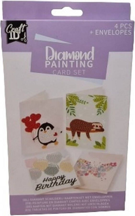 Grafix Diamond Painting kaarten maken 01 18 1x13cm 4 stuks + envelop