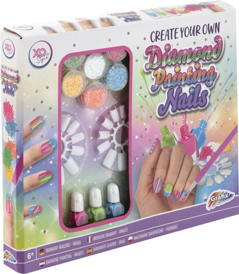 Grafix Diamond Painting Nagelstudio meisjes | Nagelstudio speelgoed | Nagelsalon Meisjes 6+ jaar | Nagellak Set Nagellak kinderen Diamond painting nagels meisjes