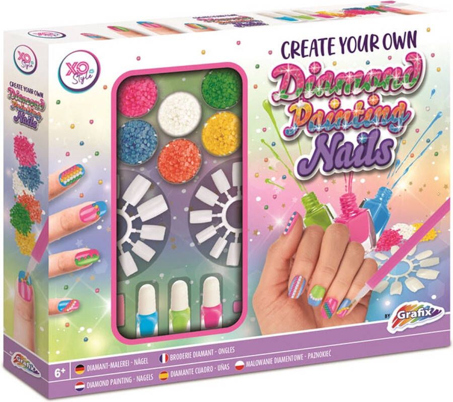 Grafix Diamond Painting Nagelstudio meisjes | Nagelstudio speelgoed | Nagelsalon Meisjes 6+ jaar | Nagellak Set Nagellak kinderen Diamond painting nagels meisjes