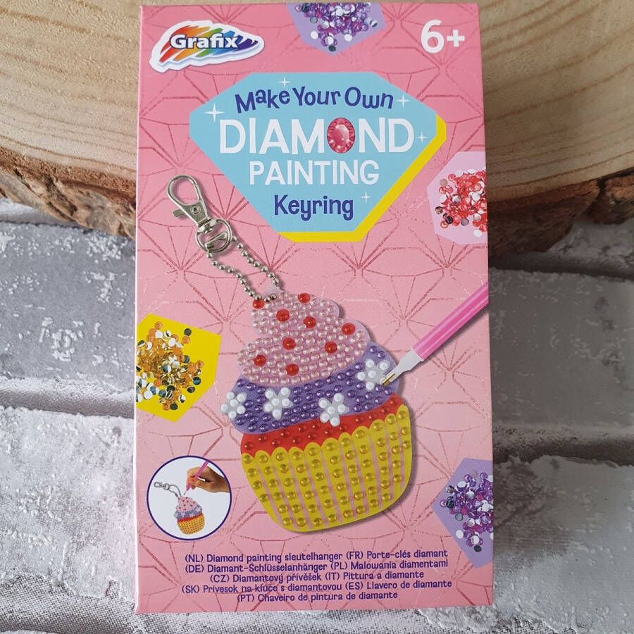 Grafix Diamond painting sleutelhanger cupcake diy