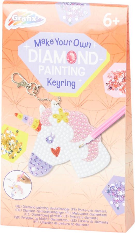 Grafix diamond painting sleutelhanger Eenhoorn Princess Verjaardag Keyring Make your own diamond painting keyring Mix