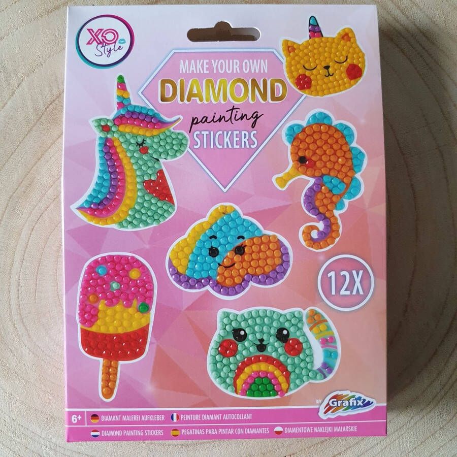 Grafix Diamond painting stickers knutselen DIY kit kinderfeestje Fantasie (roze)