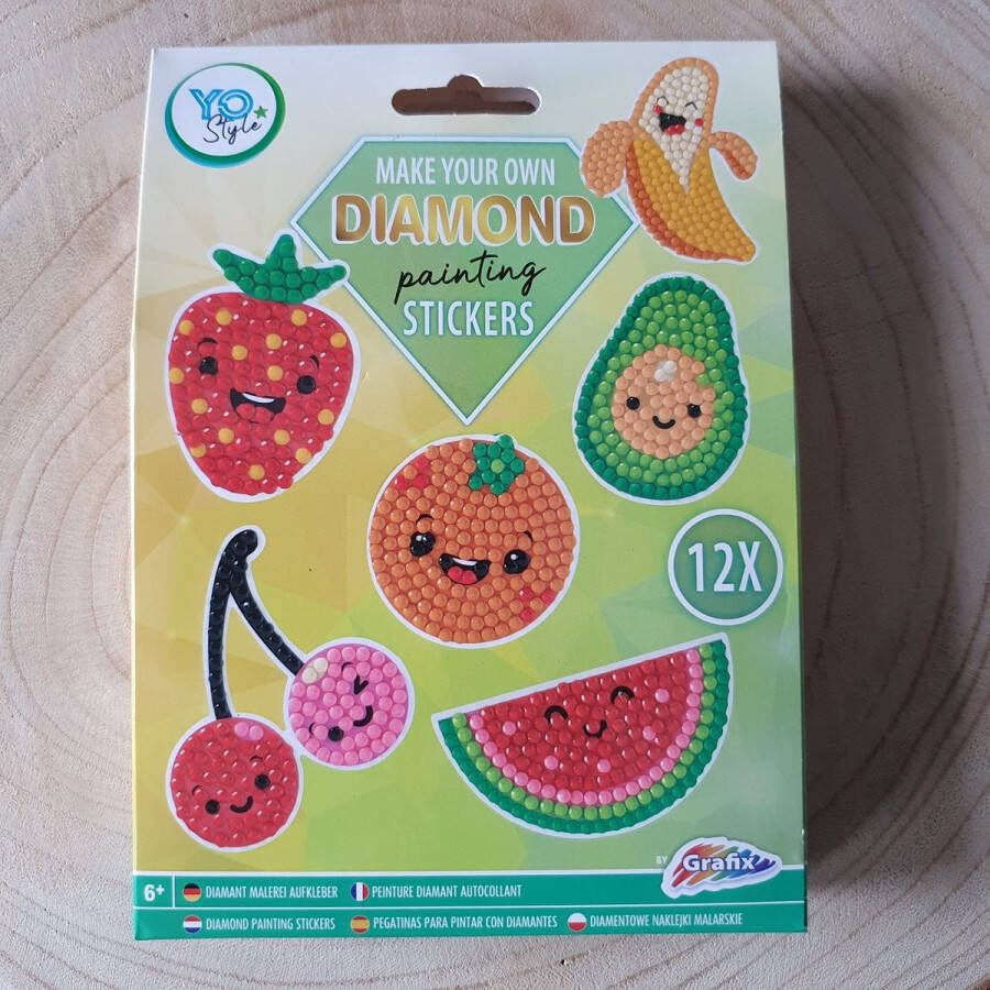 Grafix Diamond painting stickers knutselen DIY kit kinderfeestje Fruit (groen)