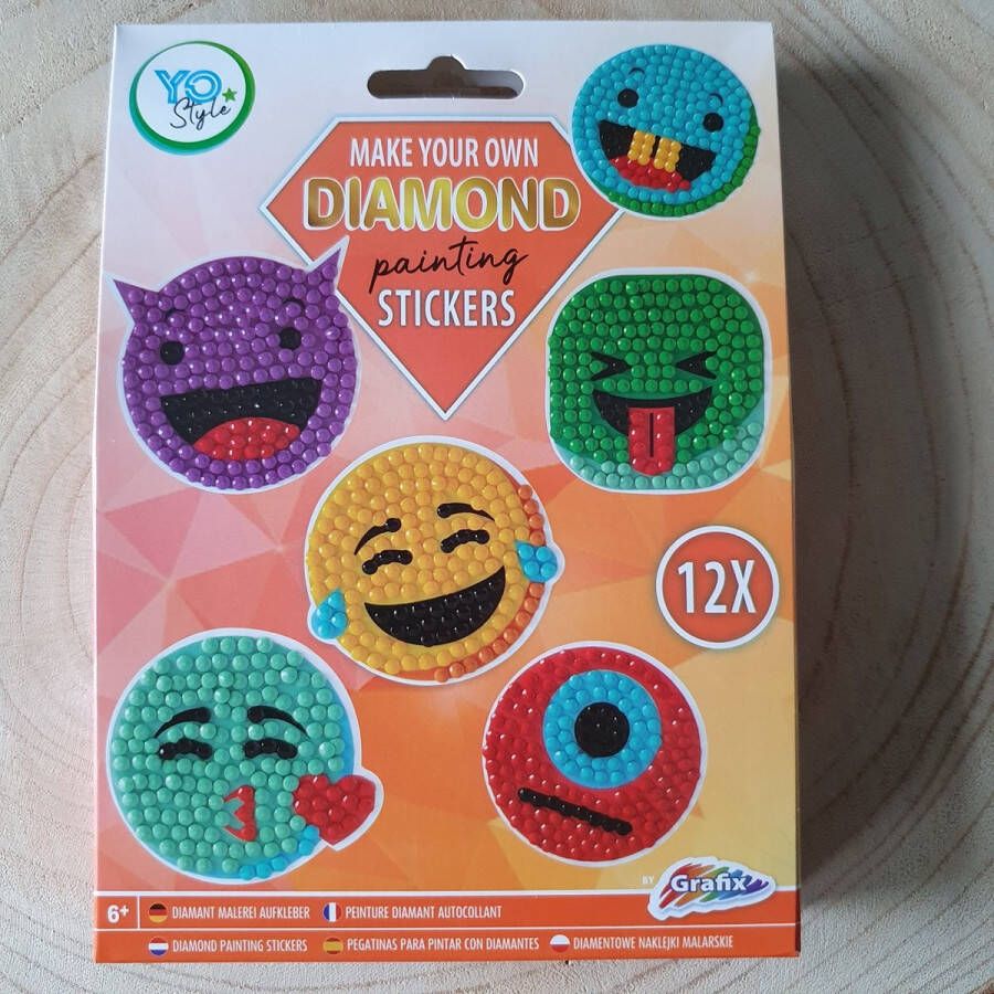 Grafix Diamond painting stickers knutselen DIY kit kinderfeestje Smileys (oranje)