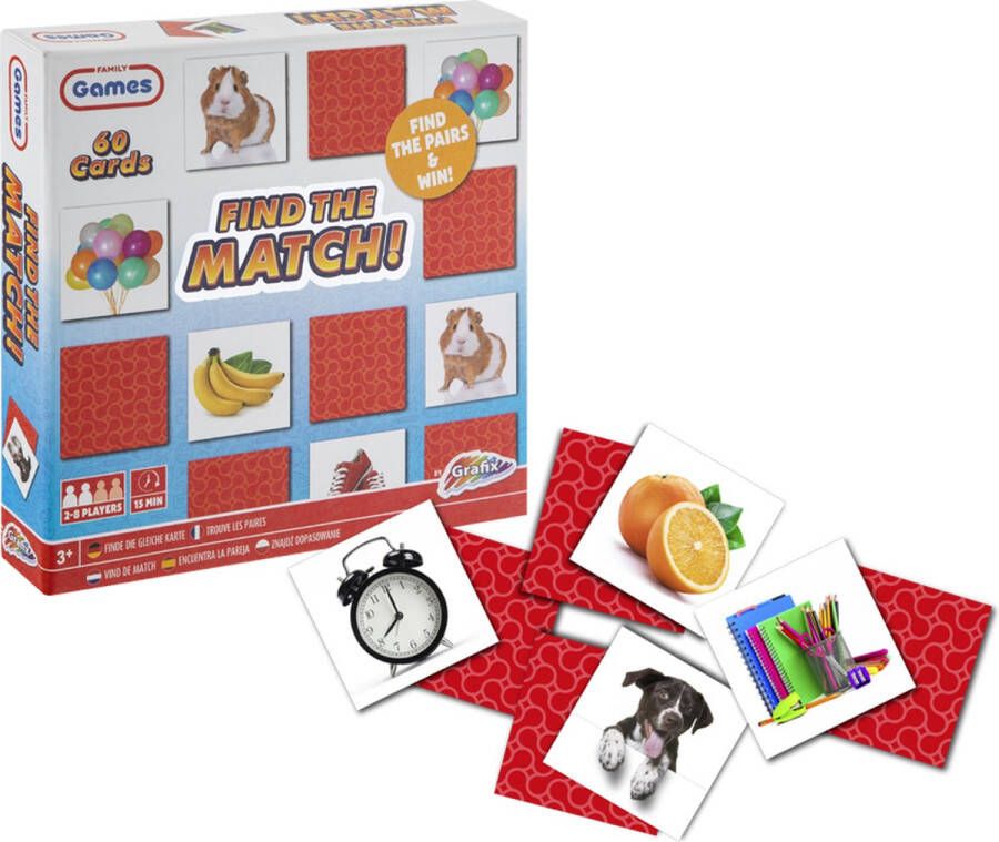 Grafix Find The Match | Baby & Peuter spelletjes | Kaartspel | Vind de Match | 60 kaarten 30 matches | Memory voor kinderen vanaf 3 jaar