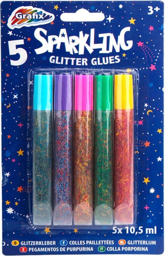 Grafix Glitterlijm voor Kinderen 5 Glitterlijmtubes
