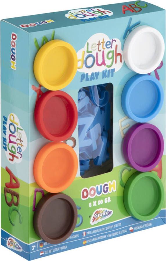 Grafix Klei speelset | 8 kleuren x 50 gram | Inclusief lettervormen | speelgoed voor kinderen