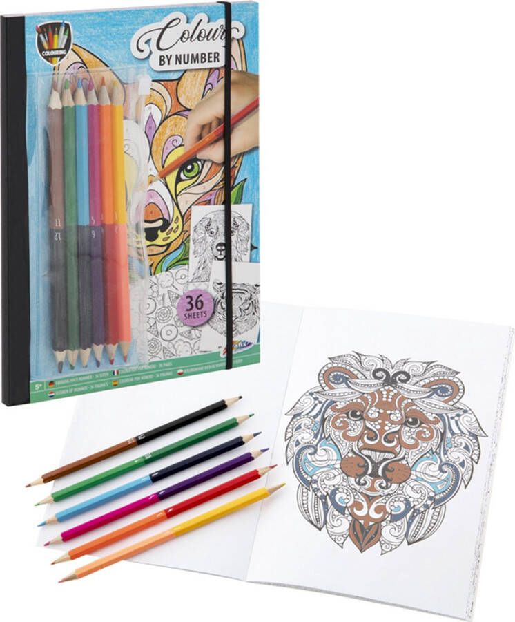 Grafix Kleuren op nummer | 36 pagina's | inclusief 12 genummerde kleurpotloden | Tekenen voor kinderen