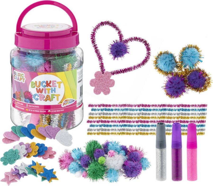 Grafix Knutselemmer Voor Kinderen Roze opbergkoffer Alle materialen om te knutselen meisjes Knutselen Jongens Knutselpakket Knutselen voor kinderen