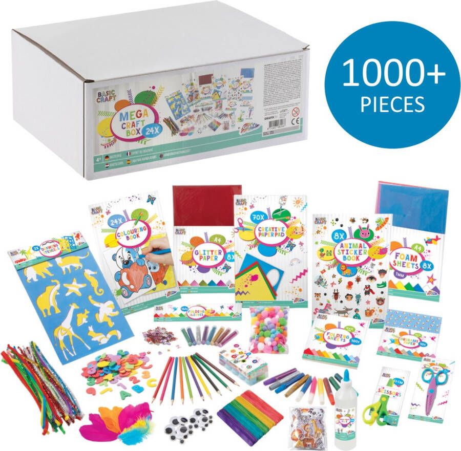 Grafix Knutselpakket van | meer dan 1000 items | knutselen voor meisjes & knutselen voor jongens | Creatief speelgoed