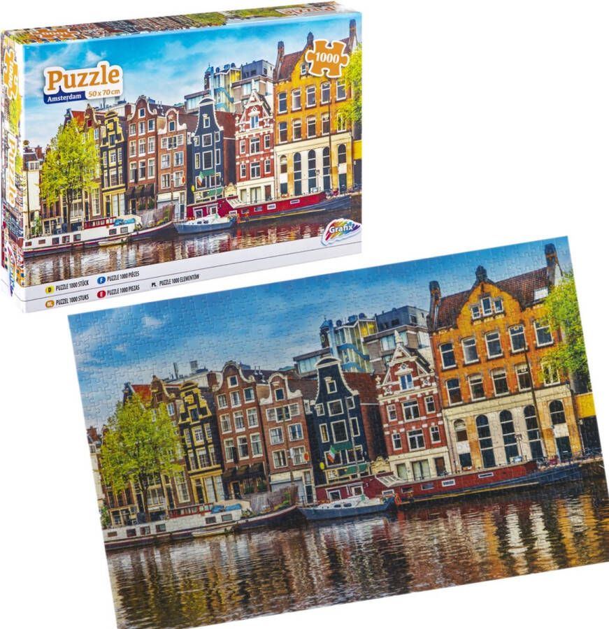 Grafix Puzzel 1000 stukjes volwassenen | Thema Grachtenpanden van Amsterdam | Afmeting 50 X 70 CM | Legpuzzel