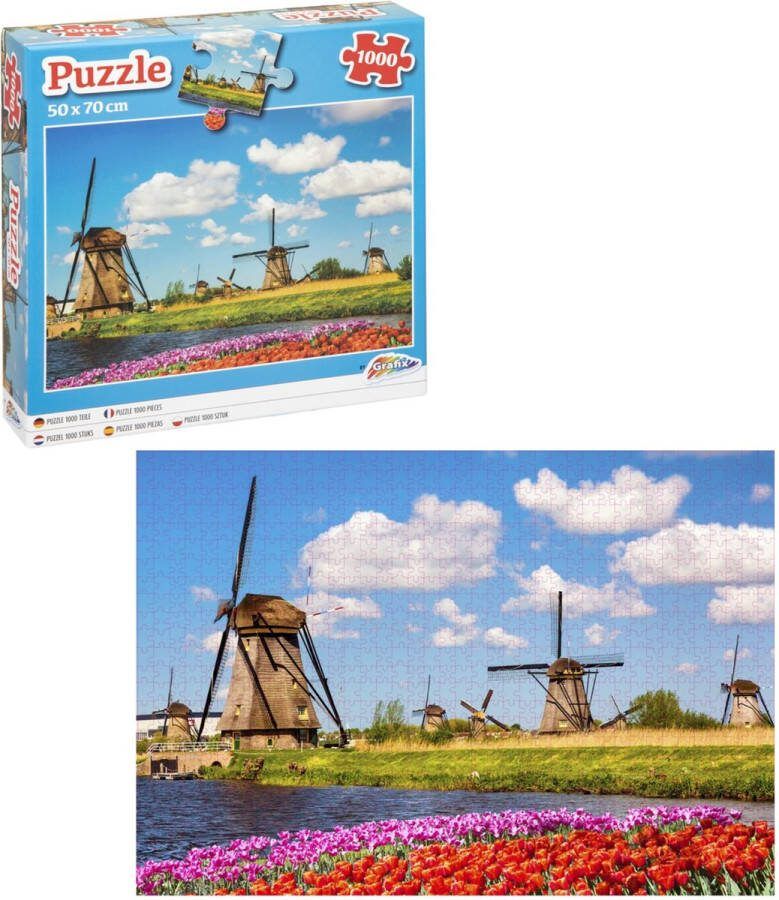 Grafix Puzzel 1000 stukjes volwassenen | Thema Nederland Windmolen | Afmeting 50 X 70 CM | Legpuzzel
