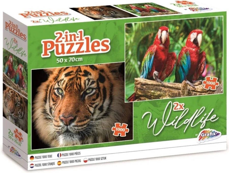 Grafix Puzzel Wildlife Leg Puzzel Volwassenen 1000 Stukjes 2 in 1 50cm x 70cm