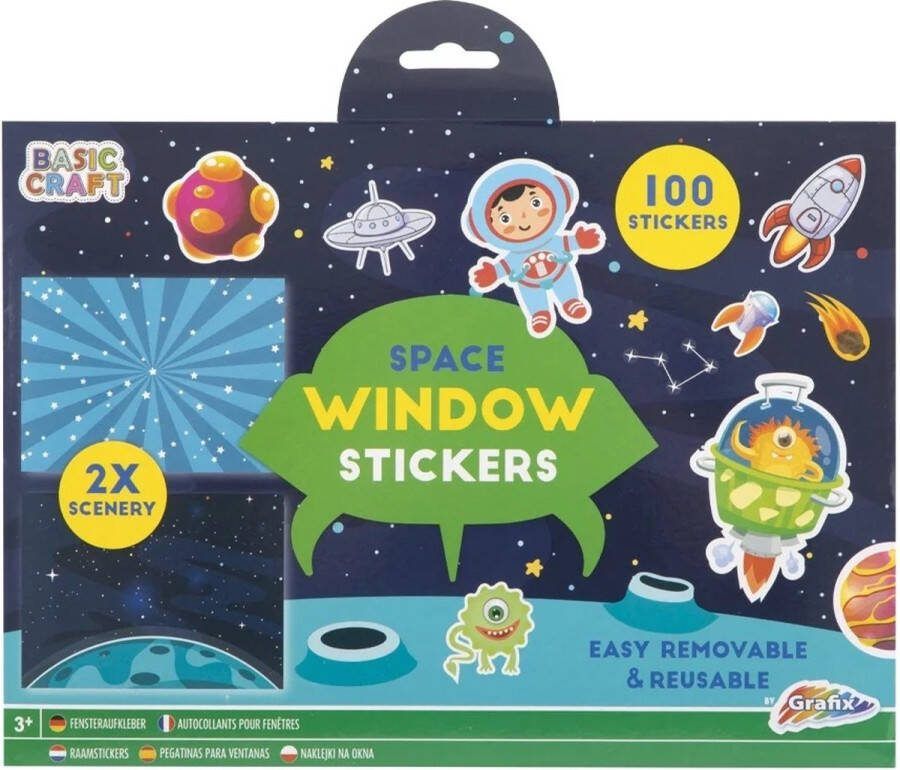Grafix Raamstickers 'Ruimte' 100 Stuks Raamstickers voor Kinderen Raamstickers Auto