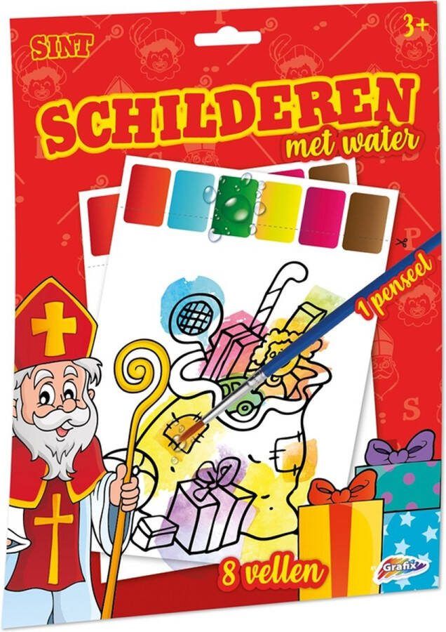 Grafix Sint Schilderen Met Water 8 vellen + 1 penseel
