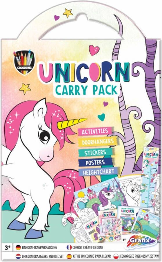 Grafix Unicorn knutsel set carry pack teken kleur plak en doe set